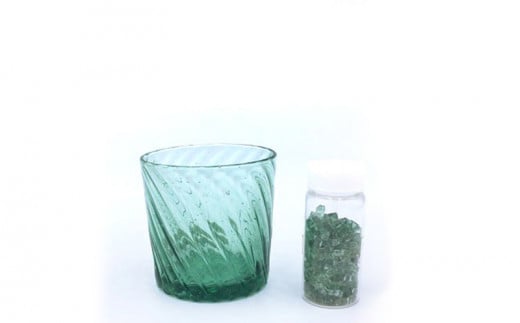 【ふるさと納税】madoタンブラーS（ダイヤ柄・モール柄）2個セット　アイスグリーン　琉球ガラス　グラス　コップ　2個　セット　手作り　沖縄県　うるま市　ふるさと納税