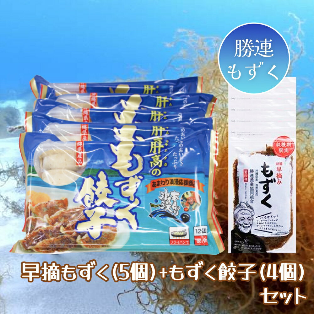 【ふるさと納税】早摘みもずく（5個）&もずく餃子（4個）セット【勝連漁業協同組合】　もずく　ギョーザ　1kg　沖縄　ふるさと納税のサムネイル