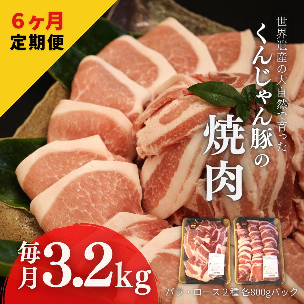 【ふるさと納税】【6ヶ月連続】くんじゃん豚の焼肉定期便《3.2キロ×6回分＝総計19.2キロ》