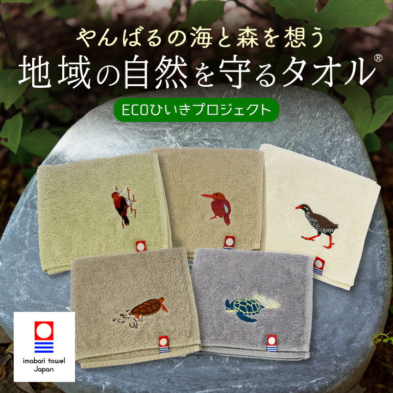 地域の自然を守るタオル 選べる 5枚セット 3枚セット「やんばるの海と森を想う」「やんばるの野鳥」ヤンバルクイナ ノグチゲラ リュウキュウアカショウビン アカウミガメ アオウミガメ 今治タオル オーガニックコットン GOTS認証オーガニック ハンドタオル