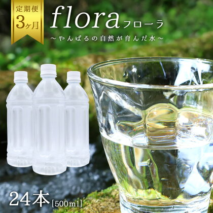 【3ヶ月定期便】 やんばるの水 フローラ 500ml 24本 ソフトドリンク 飲料水 ミネラルウォーター 防災 キャンプ アウトドア 送料無料 軟水 3回 3か月