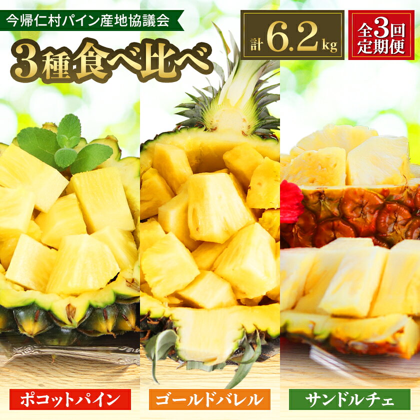 【ふるさと納税】【発送月固定定期便】2027年発送 今帰仁村パイン産地協議会 3種のパイナップルの食べ比べ全3回【配送不可地域：離島】【4086626】