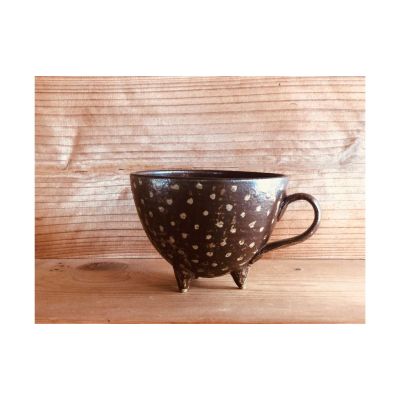 南陶窯 三つ足カフェオレボウル【ドット】