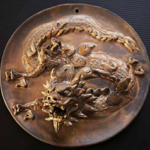 [datta.沖縄南の島陶芸工房]金龍の風水壁掛け