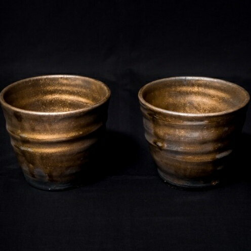 [datta.沖縄南の島陶芸工房]金ロックカップペアセット