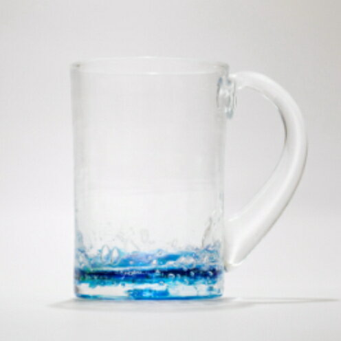[RYUKYU GLASS WORKS 海風]オキナワオーシャン ジョッキグラス 琉球ガラス 読谷村 沖縄 海の色 碧 蒼 青 ビアジョッキ 中ジョッキ うちなーすぐりむん 清涼感 地場産品 手作り 人気商品 プレゼントに 涼しさ演出 お祝いに オススメ 伝統工芸品