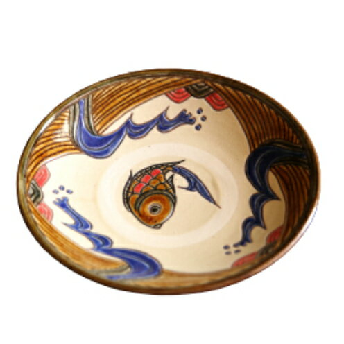 【ふるさと納税】【陶芸工房ふじ】7寸皿（波魚）重ね焼き