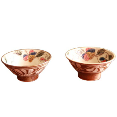 【ふるさと納税】【陶芸工房ふじ】4寸マカイ1枚焼き（ハイビスカス・カメ)と（ハイビスカス・クジラ）セット