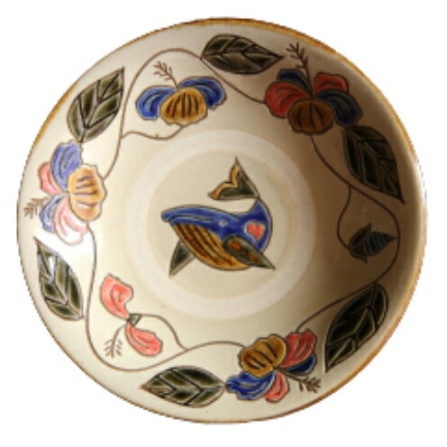 【ふるさと納税】【陶芸工房ふじ】7寸皿（ハイビスカスとクジラ）重ね焼き