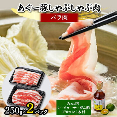 【ふるさと納税】あぐー豚しゃぶしゃぶ肉(バラ肉)250g×2パック　タレ付【配送不可地域：離島】【10264...