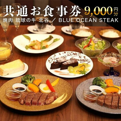 【焼肉琉球の牛・BLUE OCEAN STEAK】9,000円共通お食事券 | チケット 特別 記念日 食事券 券 人気 おすすめ 送料無料 沖縄 沖縄県 北谷町 北谷