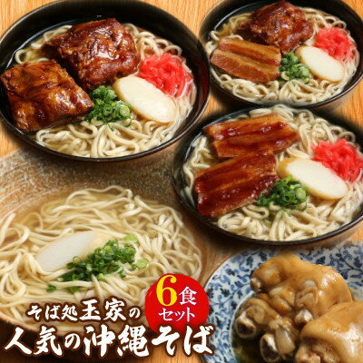 【ふるさと納税】そば処玉家 人気の沖縄そば6食詰め合わせ【三枚肉・ソーキ・てびち】【配送不可地域：離島】【1565589】のサムネイル