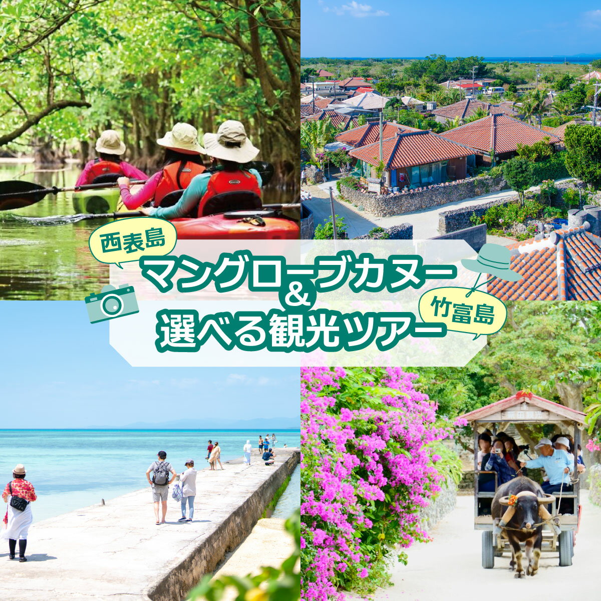 西表島マングローブカヌー+選べる竹富島観光ツアー バス観光やレンタサイクルなど様々なプランをご案内[指定ホテル送迎選択可/石垣島発][ 旅行 体験チケット観光 大自然 体験ツアー 観光 沖縄 アクティビティ カヌー]