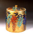 有田焼茶道具染錦黄金藤絵水指陶芸作家 藤井錦彩 作