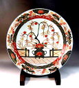 有田焼美術品倣・古伊万里染錦金彩花籠絵飾り大皿陶芸作家 藤井錦彩 作(径45cm)