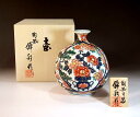有田焼・伝統工芸・総手描き倣・古伊万里染錦金彩花籠図飾り花瓶陶芸作家 藤井錦彩 作
