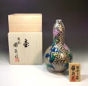 有田焼・伝統工芸・総手描き染錦プラチナ彩不如帰絵飾り花瓶陶芸作家 藤井錦彩 作