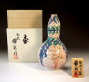 有田焼・伝統工芸・総手描き染錦青海波藤燕絵飾り花瓶陶芸作家 藤井錦彩 作