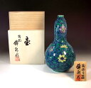 有田焼・伝統工芸・総手描き染錦鉄線花絵飾り花瓶陶芸作家 藤井錦彩 作