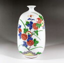 有田焼・伝統工芸・総手描き染錦菊絵飾り花瓶陶芸作家 藤井錦彩 作