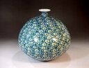 有田焼・伝統工芸・総手描き染錦小花文様飾り花瓶陶芸作家 藤井錦彩 作
