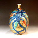 有田焼・伝統工芸・総手描き染錦黄金鳳凰絵飾り花瓶陶芸作家 藤井錦彩 作