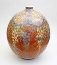 特別作品・極上手・総手描き・伝統工芸金襴手様式藤燕絵花瓶陶芸作家 藤井錦彩 作