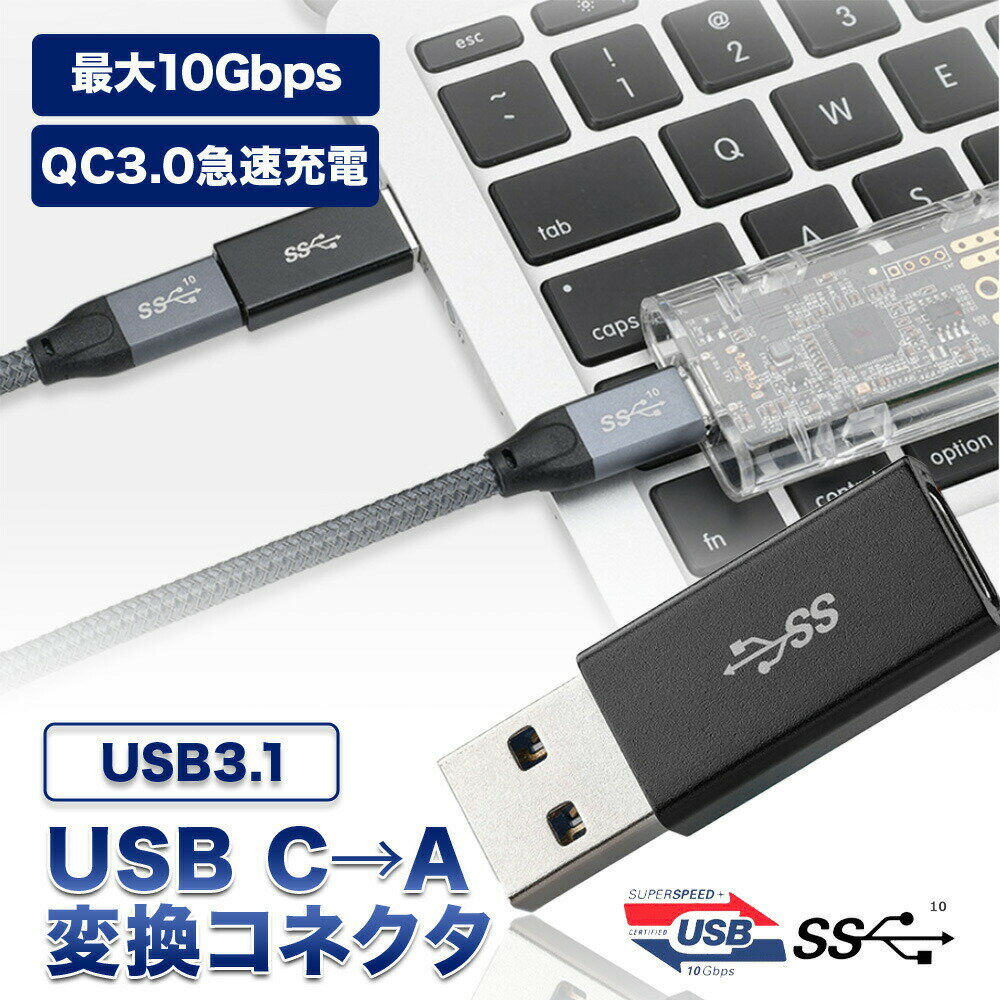 【在庫限りの大特価！ 送料無料 】 fafe USB 3.1 to Type-C 変換 アダプター 両面USB3.1 20V/3A 変換アダプター 小型 QC3.0急速充電+10Gbps 高速データ転送 USB C to USB A 変換コネクタ ミニ 軽量 高互換性 タイプc 変換アダプタ スマホ