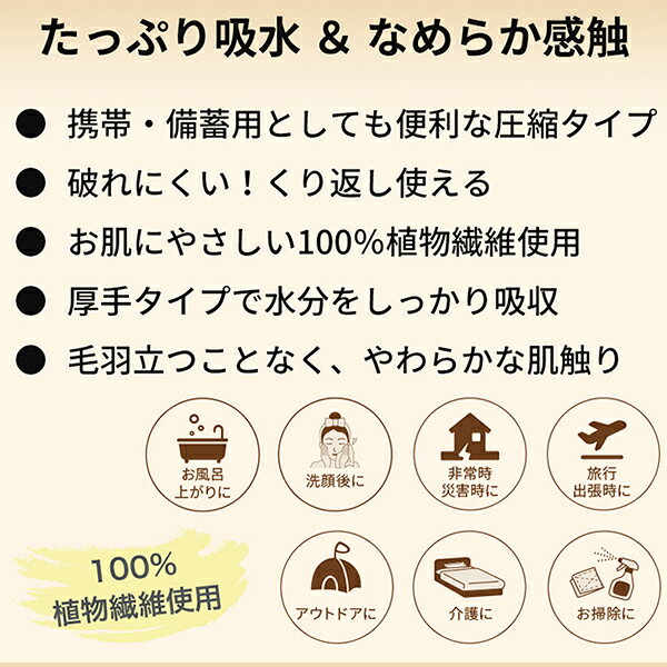 【楽天スーパーSALE】秋の必需品まるごと応援! ポイント2倍~&特別クーポン 圧縮タオル 防災 非常用 使い捨て フェイスタオル 6枚入りx2SET タオル コンパクト 折りたたみ アウトドア ハンド ウォッシュ 介護 掃除 災害対策 非常時 緊急時 個包装 fa-fe-10002049 FaFe サンプル画像3