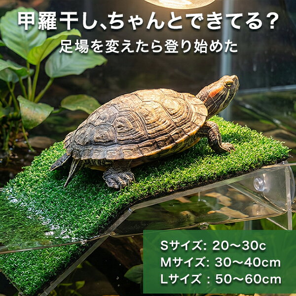 浮島 水槽 水槽用 亀 カメ 金魚 熱帯魚 爬虫類 ペット 吸盤 日光浴 日向ぼっこ 休憩 トカゲ カメレオン 島 芝 人工芝 芝生 シェルター 隠れ家 アクアリウム 陸地 台座 リラックス 簡単設置