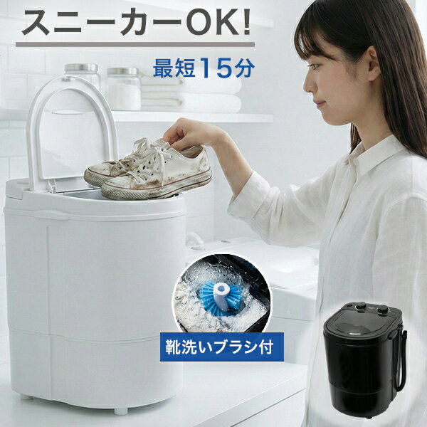 靴洗い 小型洗濯機 1.2kg ブラシ付き 一人暮らし 分け洗い 簡易脱水 タイマー15分 防水IPX4 1.5mコード RM-225TE
