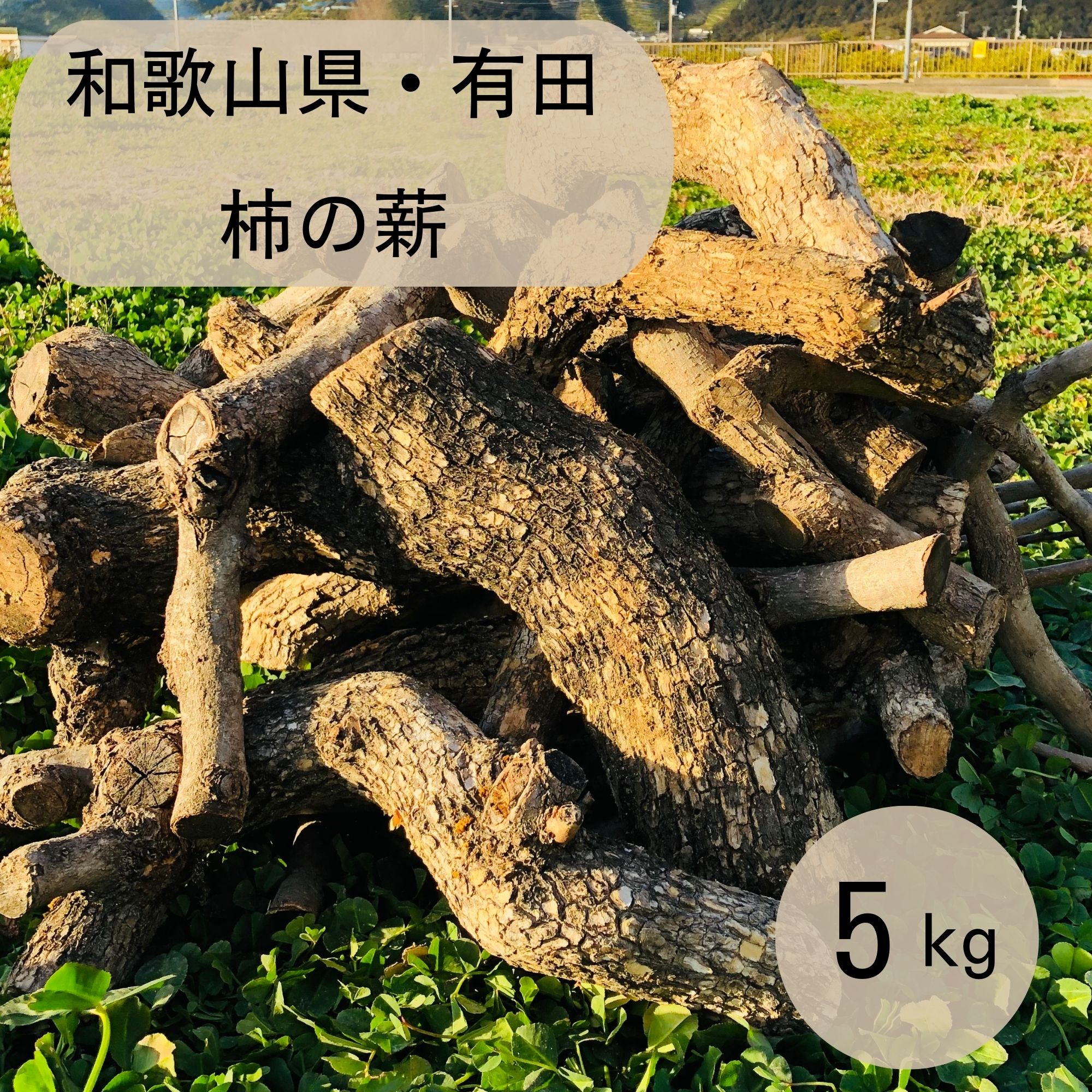 柿の薪！5Kg　天然　国産　広葉樹　自然乾燥　焚火　暖炉　アウトドア　キャンプ　ストーブ　バーベキュー　ピザ窯　に　バイオマスエネルギー