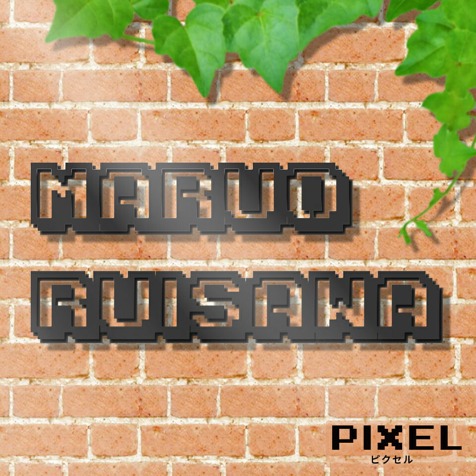 表札 戸建 オーダーメイド ステンレス 切り文字 ゴシック アイアン 筆記体 二世帯【カクカクしたフォントがた新しい！】＜ピクセル＞ おしゃれ 戸建【#アイアン表札】