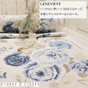 イギリス 輸入生地商品名：GENEVIEVE/chambray ブランド名：CLARKE＆CLARKE（クラーク＆クラーク） 50cm以上10cm単位カルトナージュ エコバッグ カーテン 生地 布 バラ柄 大柄 花柄 カントリー 人気 ブルー 水色