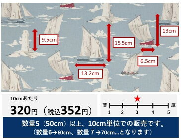 イギリス マリン柄商品名：SKIPPER/marine ブランド名：CLARKE＆CLARKE（クラーク＆クラーク）＊50cm以上10cm単位＊輸入生地　インポート　生地　布　ヨット　海　ハンドメイド　バッグ　ブルー　トリコロール