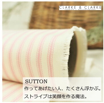 イギリス　ストライプ商品名：SUTTON/pinkブランド名：CLARKE＆CLARKE（クラーク＆クラーク）＊50cm以上10cm単位輸入生地　ピンク　ピンストライプ　カルトナージュ　生地　布　織物　アウトレット　激安　セール　トートバッグ　エコバッグ