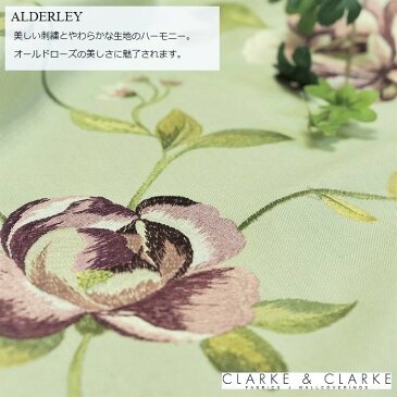 イギリス輸入生地商品名：ALDERLEY/heather ブランド名：CLARKE＆CLARKE（クラーク＆クラーク）ハーフカット（約65cm巾）*50cm以上10cm単位カルトナージュ　生地　バラ　布　大柄　花柄　刺繍　グリーン　パープル　紫　トートバッグ　人気