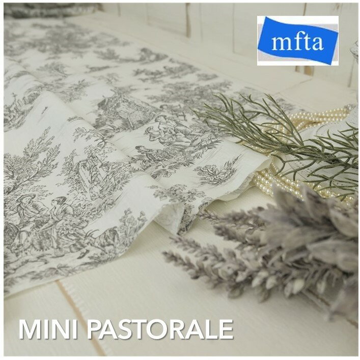 フランス トワルドジュイ商品名：MINI PASTRALE Gris 4452-003ブランド名：MFTA/フランス＊50cm以上10cm単位＊トワル ド ジュイ フランス 綿100％ カルトナージュ 生地 布