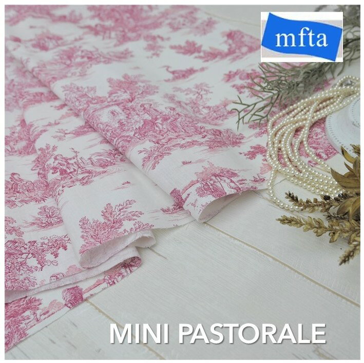 フランス トワルドジュイ商品名：MINI PASTORALE Rouge 4452-001ブランド名：MFTA/フランス＊50cm以上10cm単位＊トワル ド ジュイ フランス 綿100％ カルトナージュ 生地 布