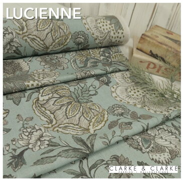 イギリス　花柄商品名：LUCIENNE/mineral ブランド名：CLARKE＆CLARKE（クラーク＆クラーク）＊50cm以上10cm単位輸入生地　プリント　カルトナージュ　生地　布　トートバッグ　エコバッグ　ブラック　アンティーク　リゾート　カット売り