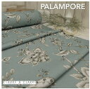 イギリス 花柄商品名：PALAMPORE/mineral ブランド名：CLARKE＆CLARKE（クラーク＆クラーク）＊50cm以上10cm単位輸入生地 プリント カルトナージュ 生地 布 トートバッグ エコバッグ ブルー アンティーク リゾート カット売り