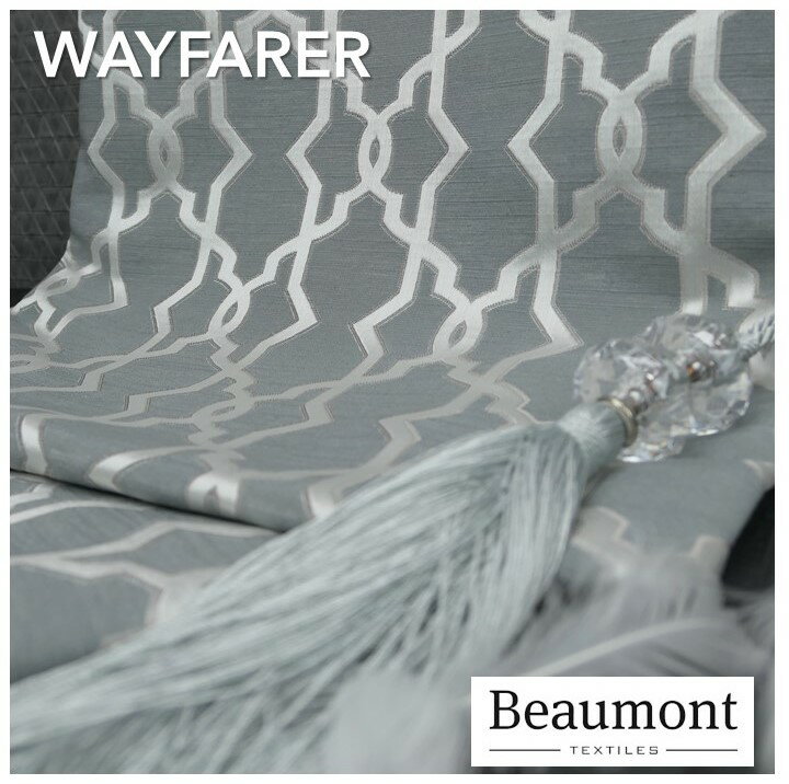 イギリス 輸入生地商品名：WAYFARER/atlantic glayブランド名：BEAUMONT・TEXTILES(ボーモント・テキスタイルズ/イギリス)＊カルトナージュ・ハンドメイド・バッグ・ポーチ・生地・布・織物・ブルー・グレー・モダン・茶箱・バッグ・財布・カット売り