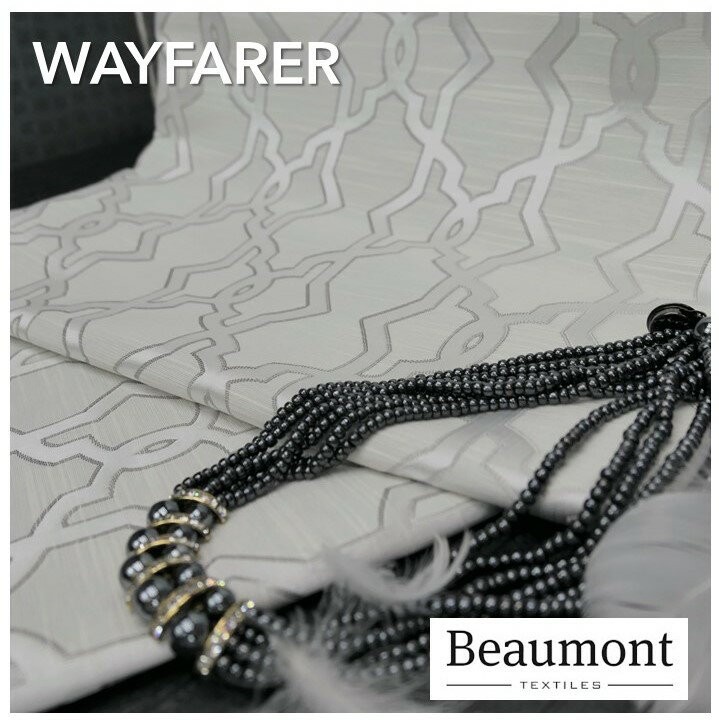 イギリス 輸入生地商品名：WAYFARER/pearlブランド名：BEAUMONT・TEXTILES(ボーモント・テキスタイルズ/イギリス)＊カルトナージュ・ハンドメイド・バッグ・ポーチ・生地・布・織物・グレー・モダン・茶箱・バッグ・財布・カット売り