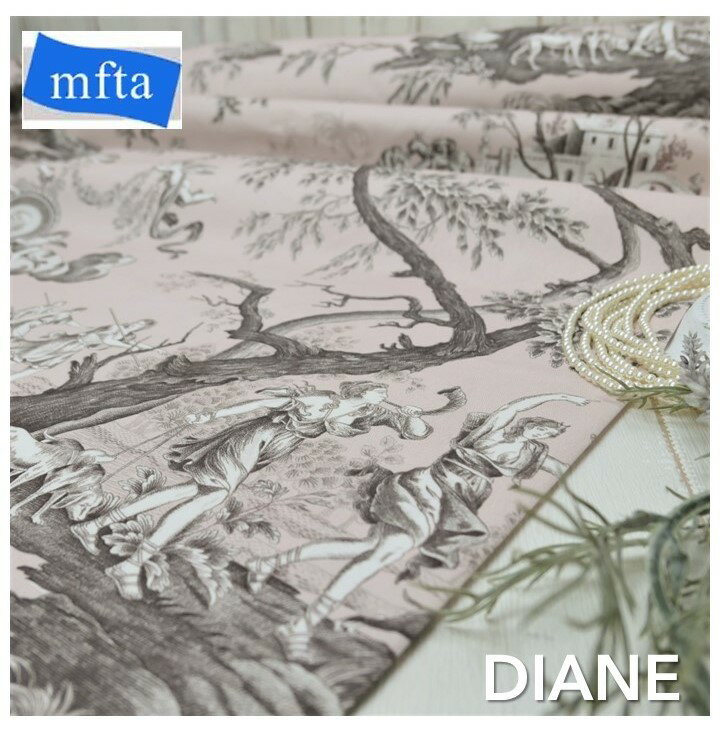 フランス トワルドジュイ商品名：DIANE pink/6819-01ブランド名：MFTA/フランス＊50cm以上10cm単位＊トワル ド ジュイ フランス 綿100％ カルトナージュ 生地 布