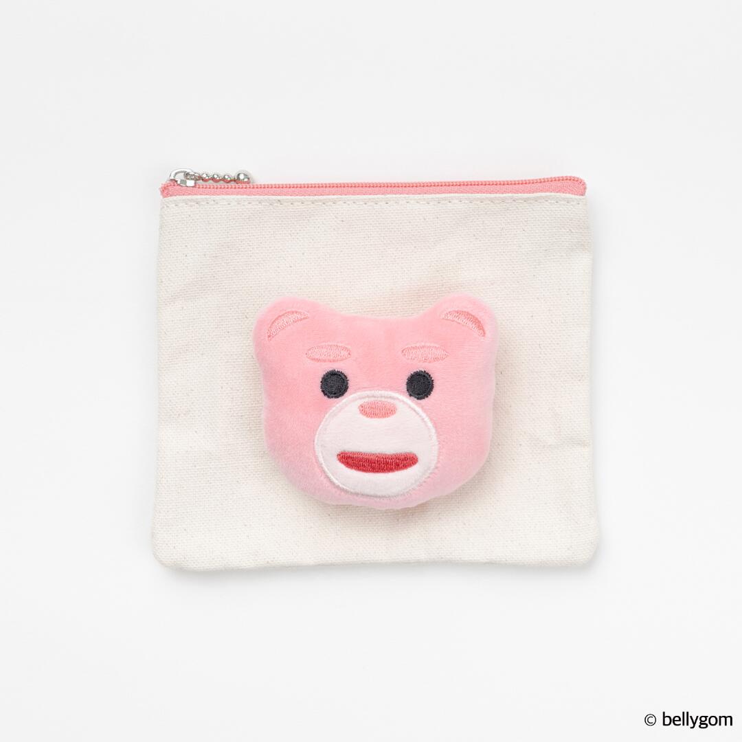 送料込：BELLYGOM マスコット付きミニフラットポーチ　BELLYGOM ベリゴム グッズ　 ポーチ キャラクター レディース 小物入れ 化粧ポーチ コスメポーチ かわいい キャラクターグッズ マルチポーチ 旅行