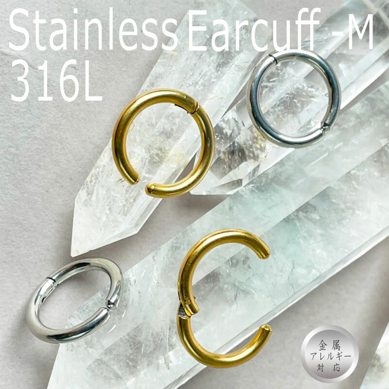 フープイヤカフ M19mm1個 ステンレス 316L フェイクピアス サージカル イヤカフ わっかステンレス ピアス フープ ホールレスピアス アレルギー 金属...