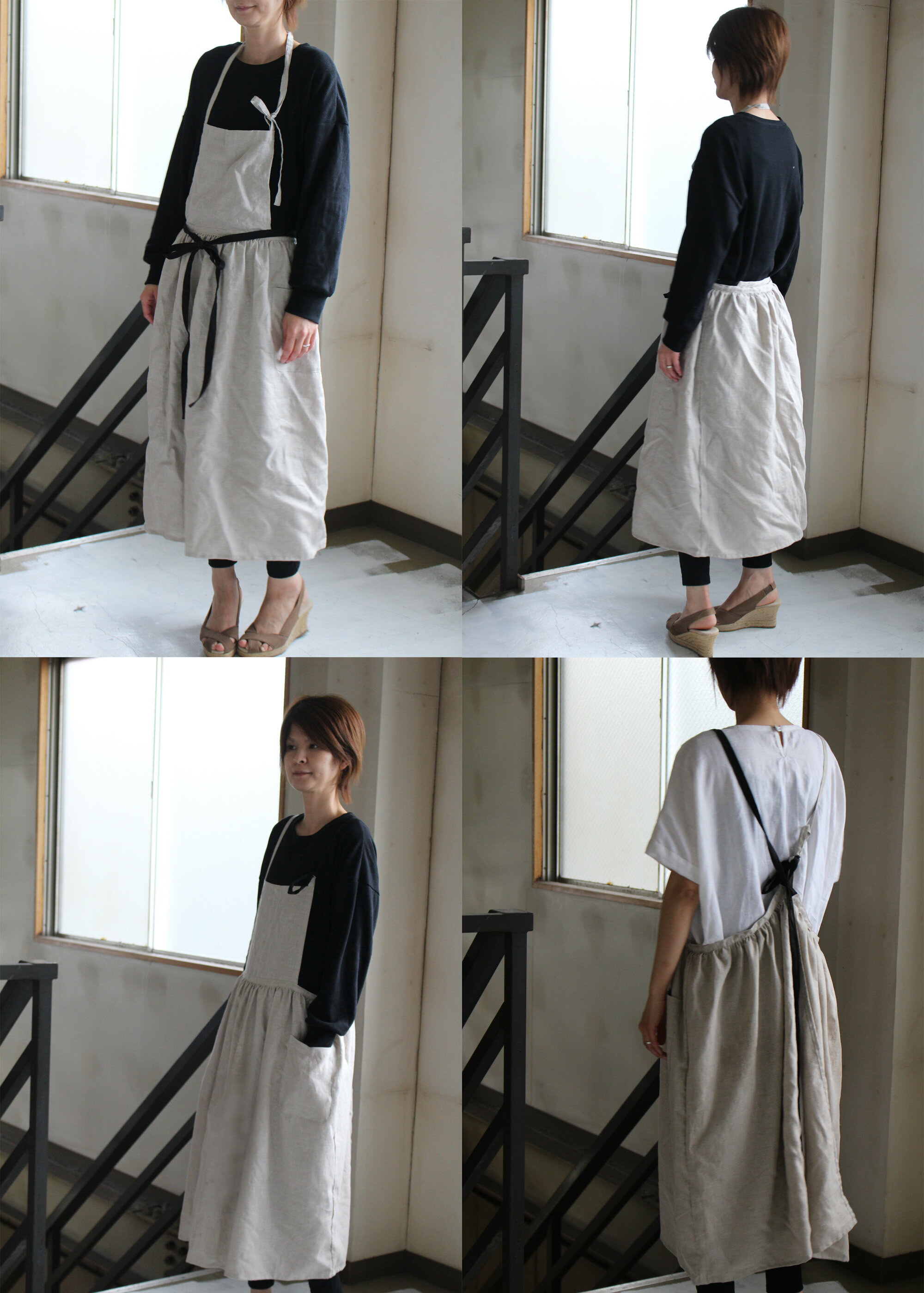 配膳用品 キッチンファブリック エプロン エプロン 三角巾リネンギャザーエプロンw100h95 フレンチリネン仕様リネンエプロン リネンエプロンワンピース Fabma ｆａｂｍａオリジナルギャザーエプロン