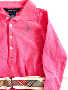 ラルフローレン　Ralph Lauren　ベビー　キッズ　子供服ベルト付き　長袖ポロシャツ風　ワンピース　☆サイズ：2T・3T・4T(歳)☆　KNR-222 2