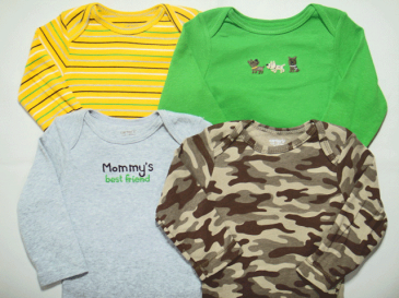 【あす楽】【新品】カーターズ(Carter's) ボディスーツ・ロンパース(長袖) インナーに最適!新生児・ベビー用・肌着 バラ売り(単品)KNC-188