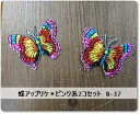 ハンドメイド用アップリケ(ピンク系)*蝶2枚セット《ネコポス、メール便配送可》B-37